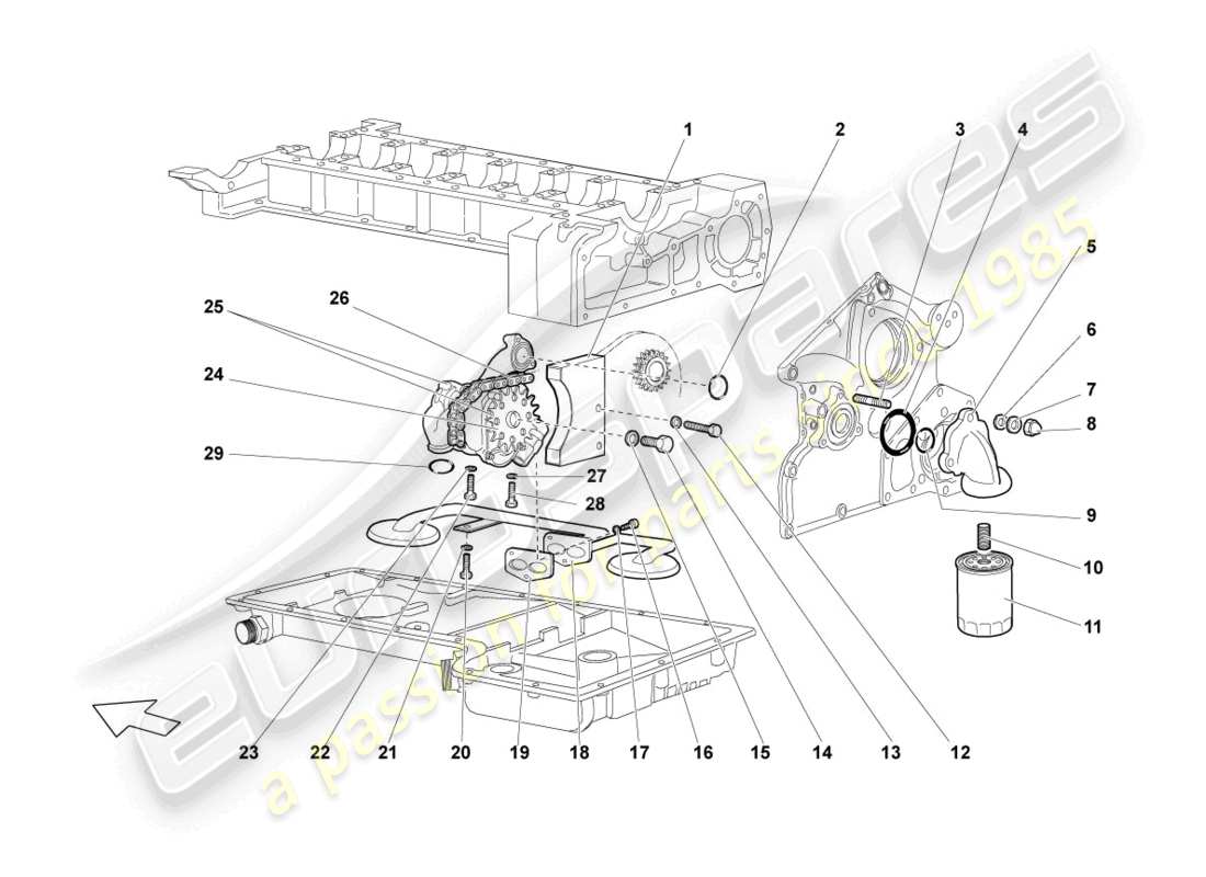 lamborghini murcielago coupe (2004) ölpumpe ersatzteildiagramm