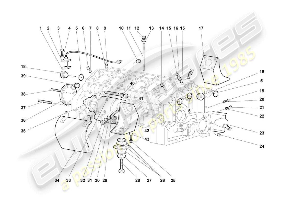 lamborghini murcielago coupe (2004) kurbelgehäuse ersatzteildiagramm