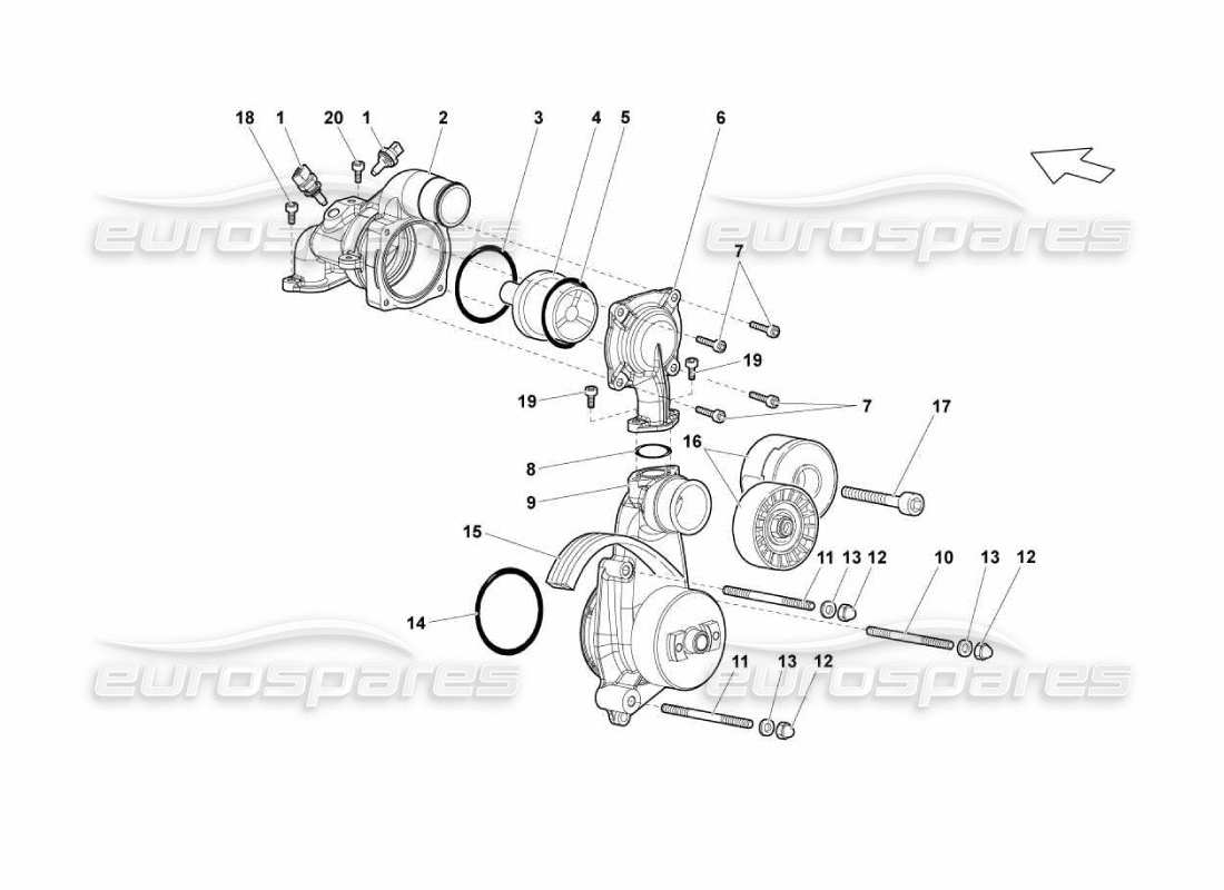 lamborghini murcielago lp670 wasserpumpe teilediagramm