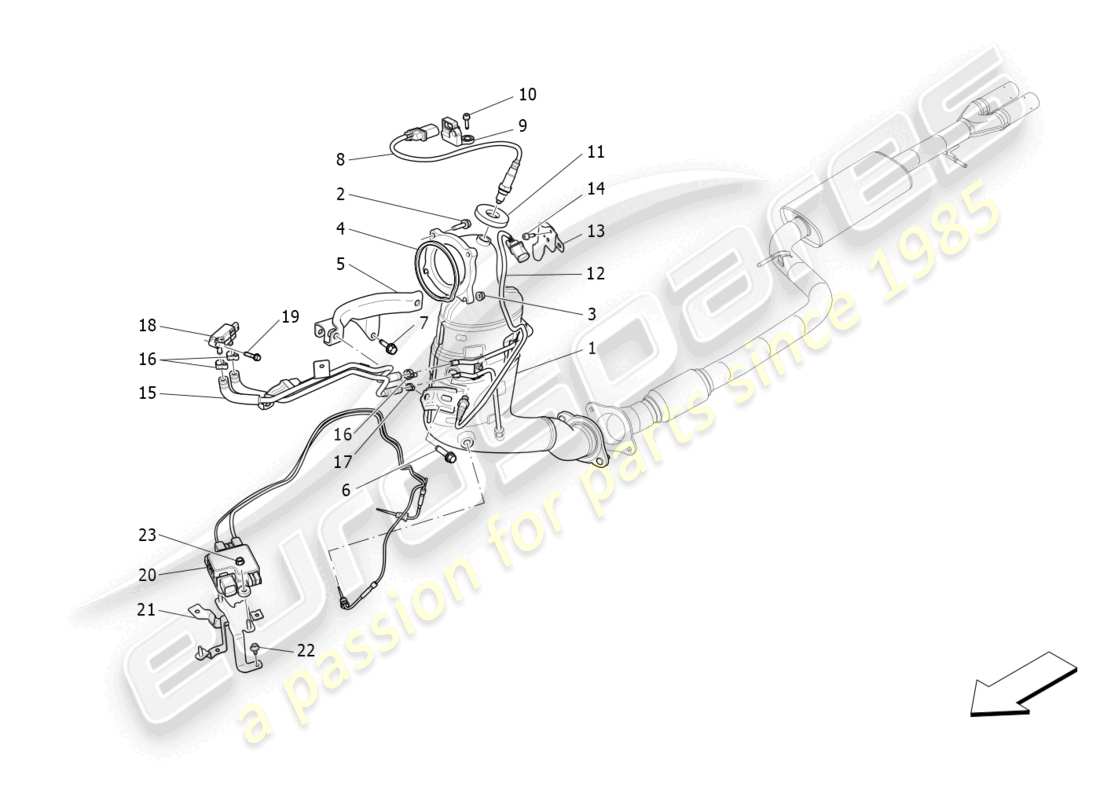 maserati levante gt (2022) vorkatalysatoren und katalysatoren teilediagramm