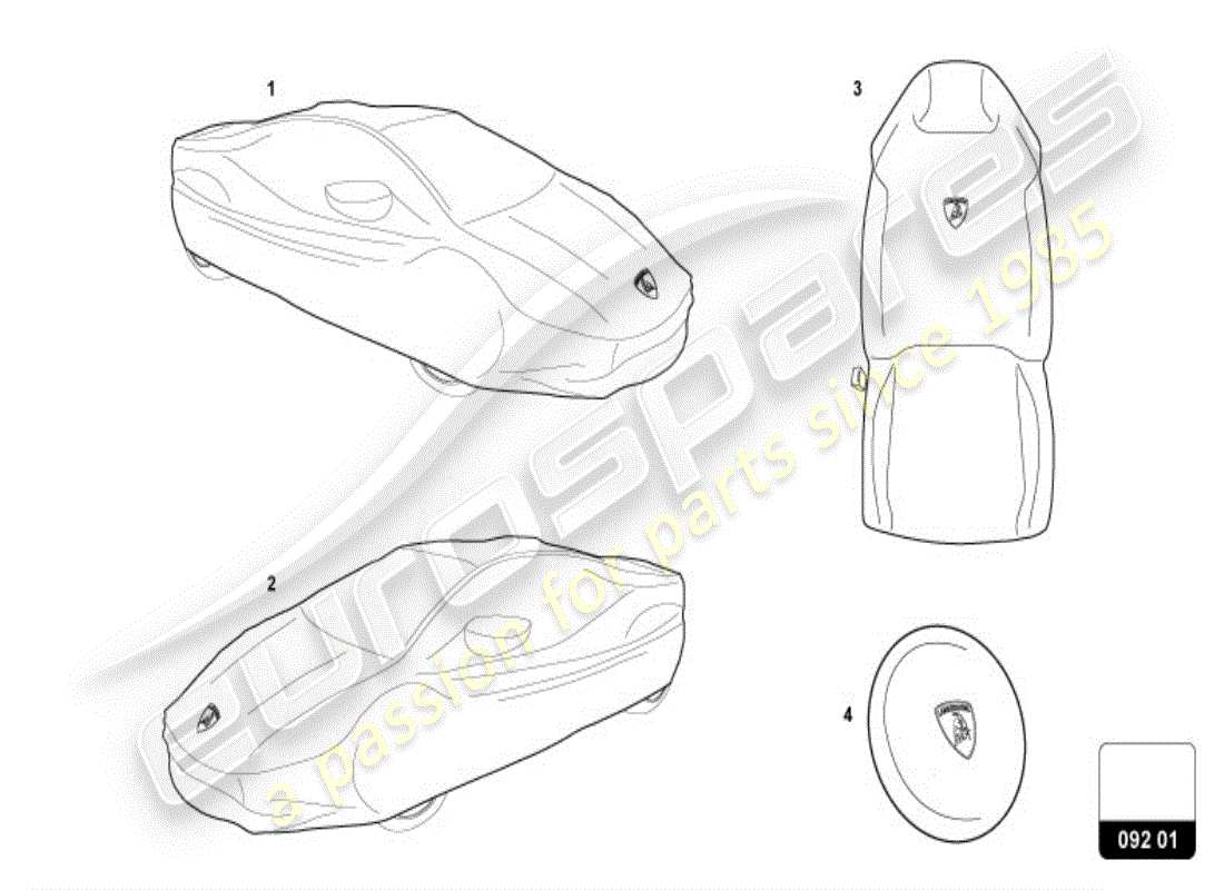 lamborghini huracan performante spyder (accessories) schutzsatz ersatzteildiagramm