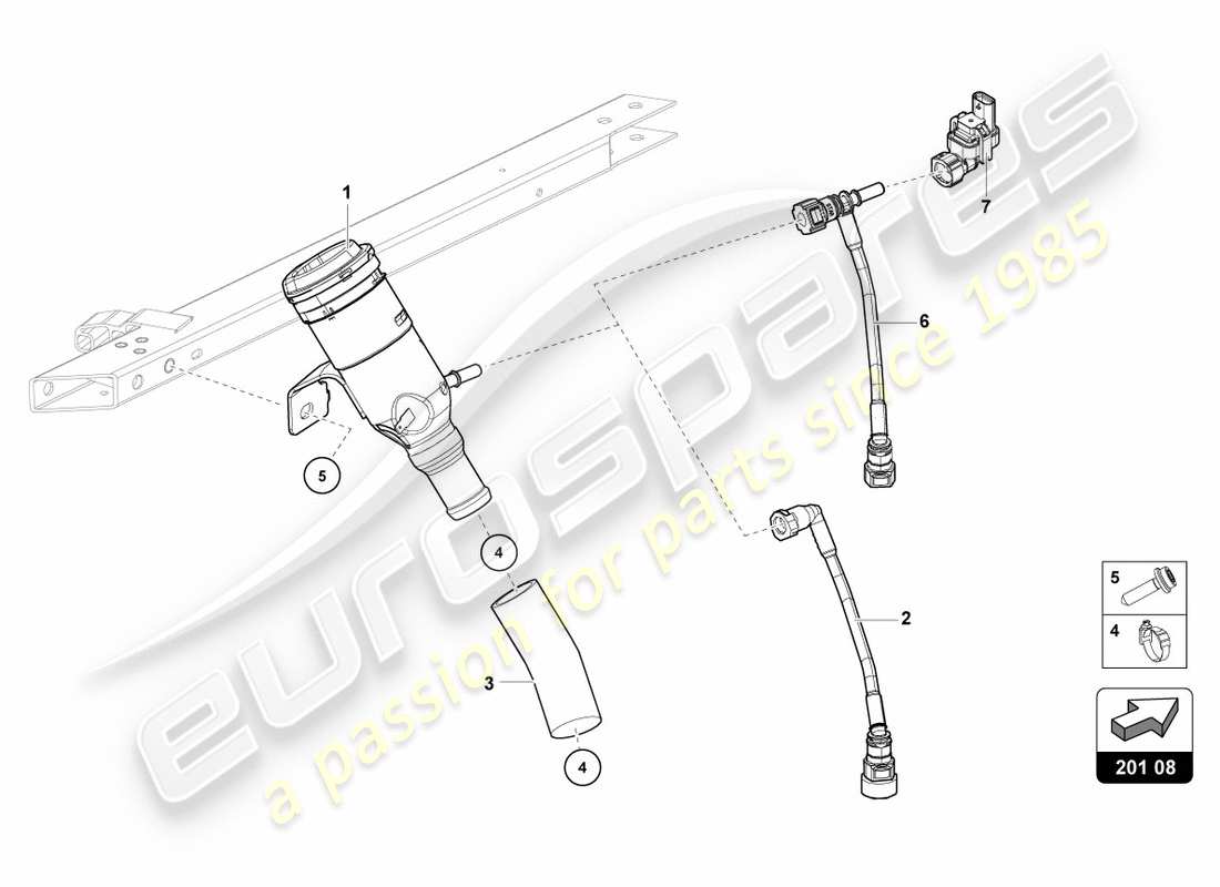 lamborghini performante coupe (2020) kraftstoffeinfüllstutzen ersatzteildiagramm