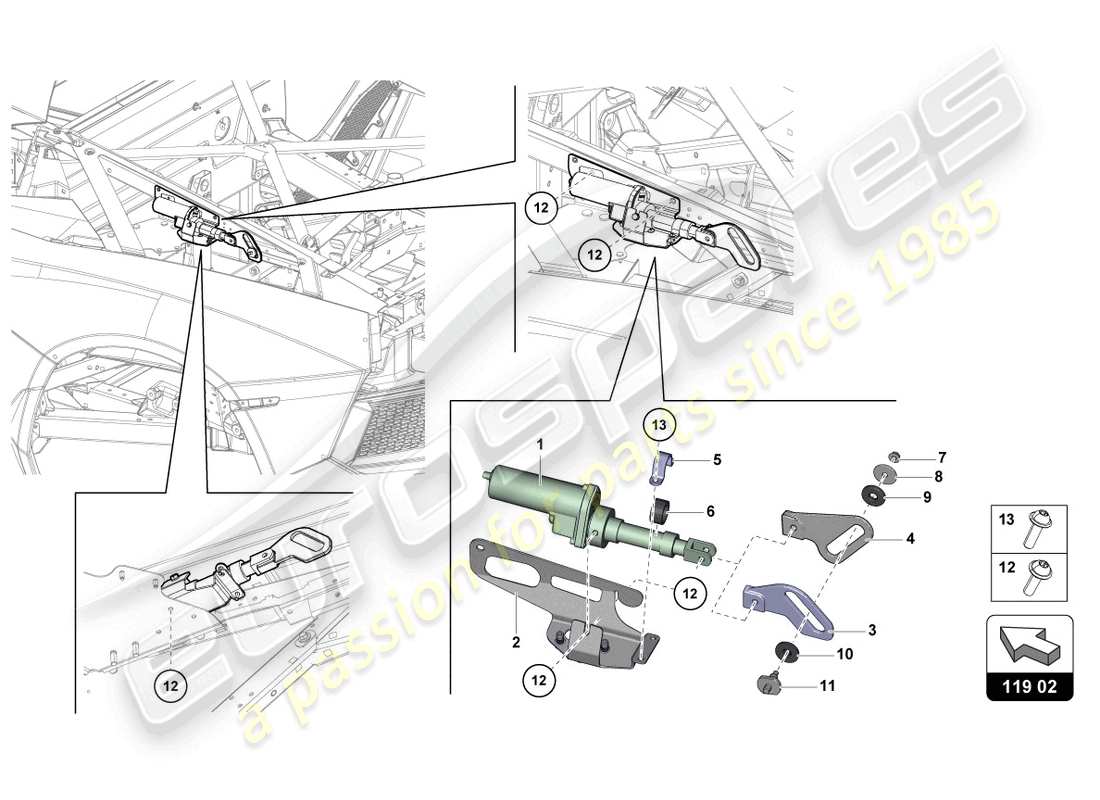 lamborghini lp720-4 roadster 50 (2014) motor für windabweiser ersatzteildiagramm