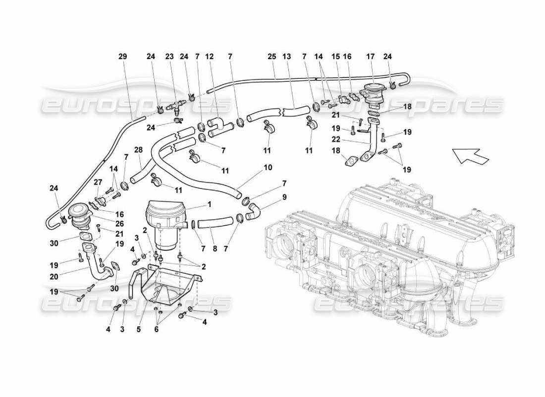 lamborghini murcielago lp670 sekundärluftsystem teilediagramm