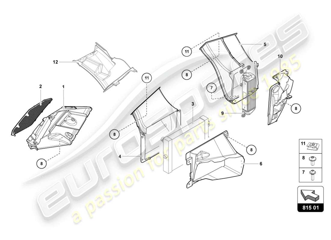 lamborghini lp700-4 coupe (2013) luftkanal-pappe ersatzteildiagramm