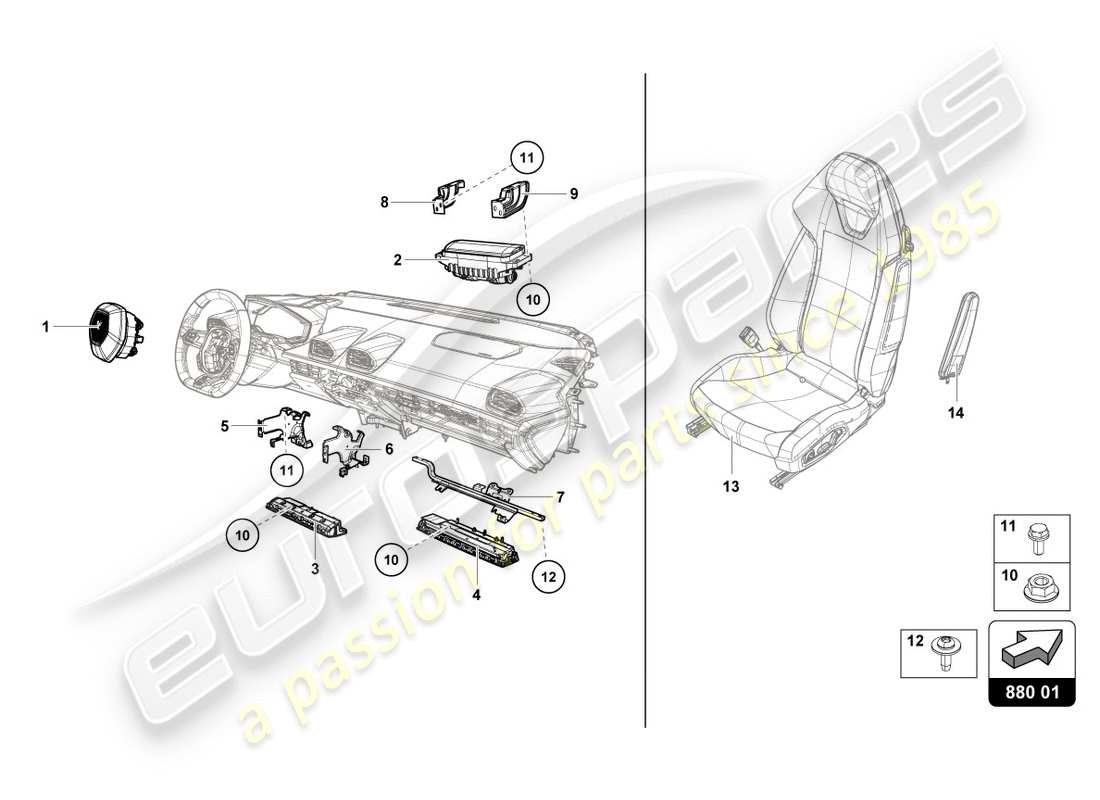 lamborghini lp580-2 spyder (2018) airbag-teilediagramm