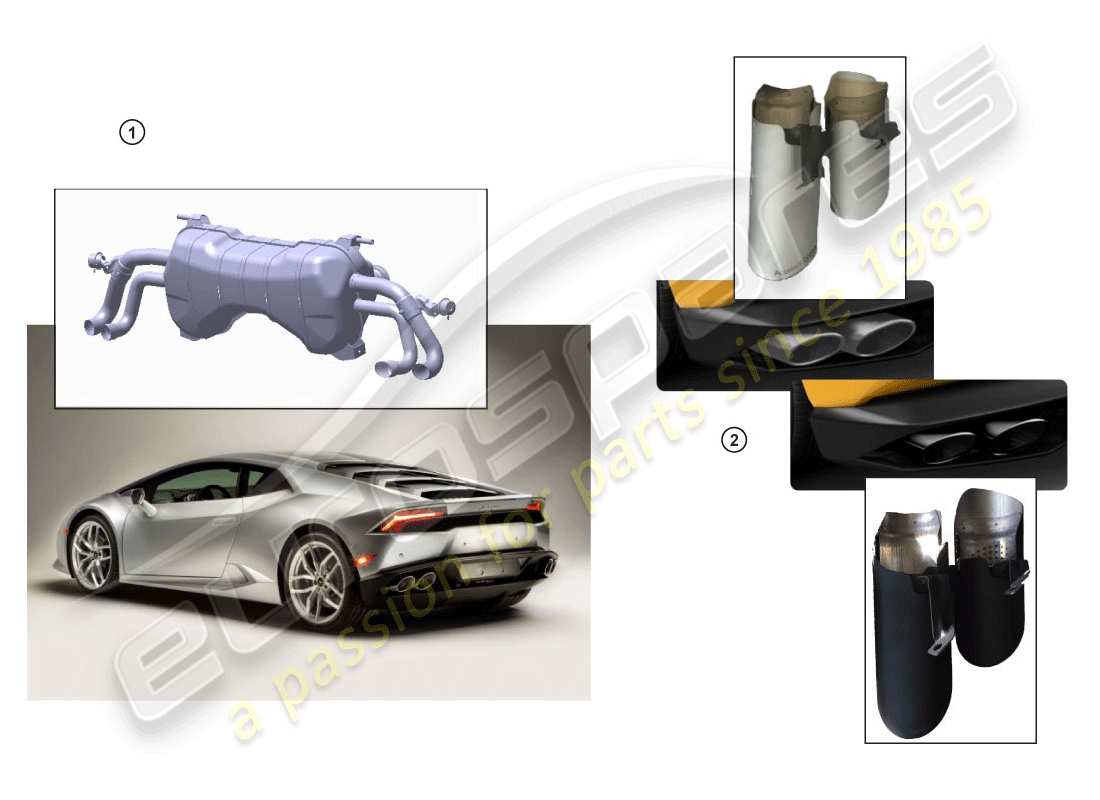 lamborghini accessories (performante coupe) sportschalldämpfer ersatzteildiagramm