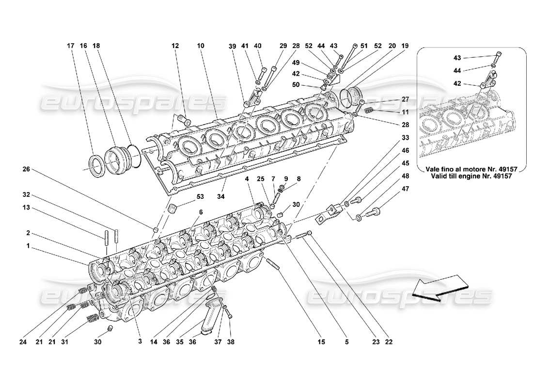 ferrari 550 maranello teilediagramm für linken zylinderkopf