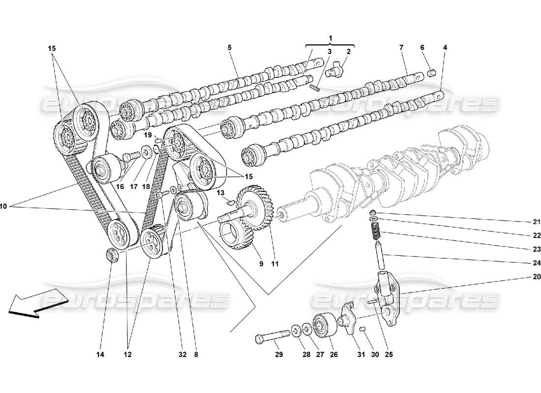 ferrari 550 maranello timing - steuerungen teilediagramm