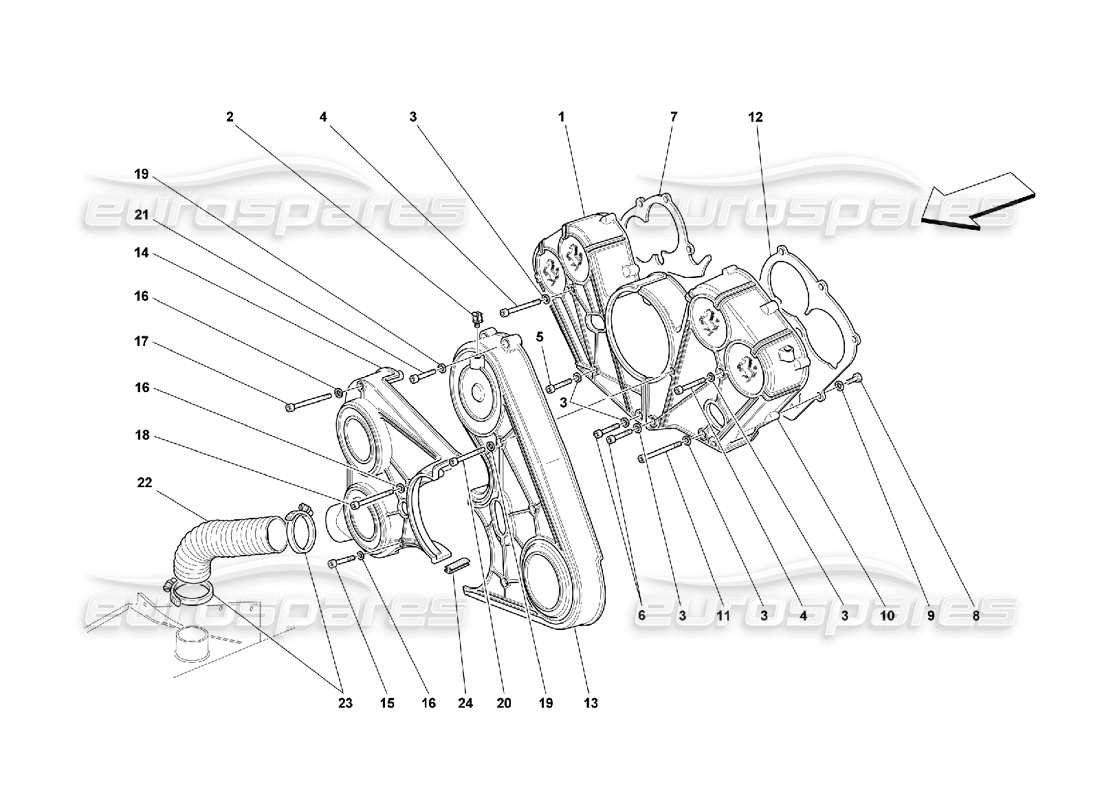 ferrari 550 maranello teilediagramm für motorabdeckungen