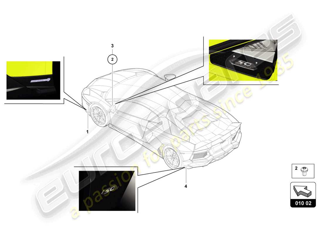 lamborghini lp720-4 roadster 50 (2014) typenschilder ersatzteil-diagramm