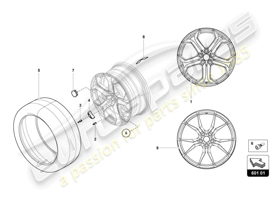 lamborghini 2014 (lp720-4 roadster 50) räder/reifen vorne teilediagramm