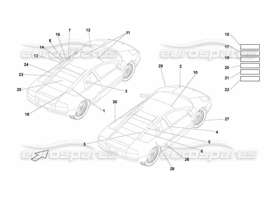 lamborghini murcielago lp670 typenschilder teilediagramm