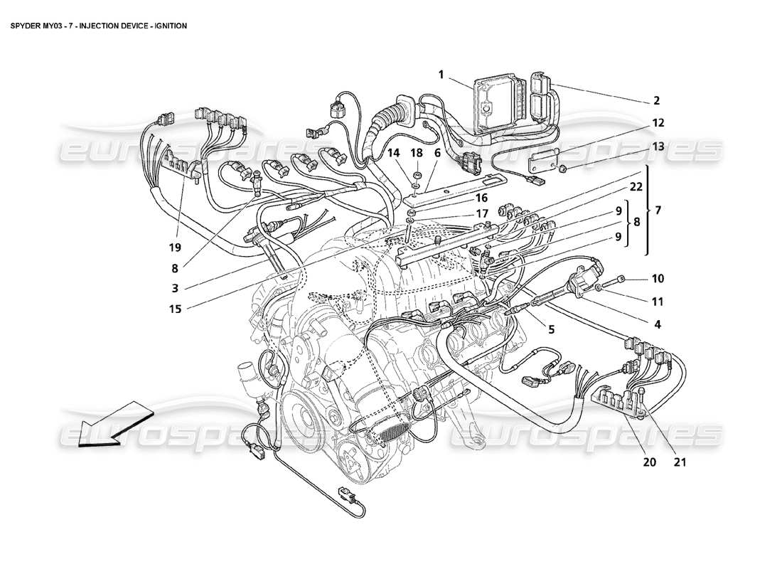maserati 4200 spyder (2003) einspritzvorrichtung - zündteildiagramm