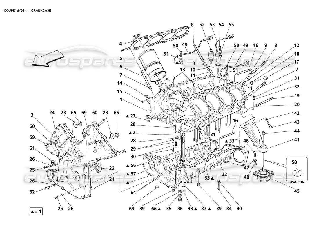 maserati 4200 coupe (2004) kurbelgehäuse-teilediagramm