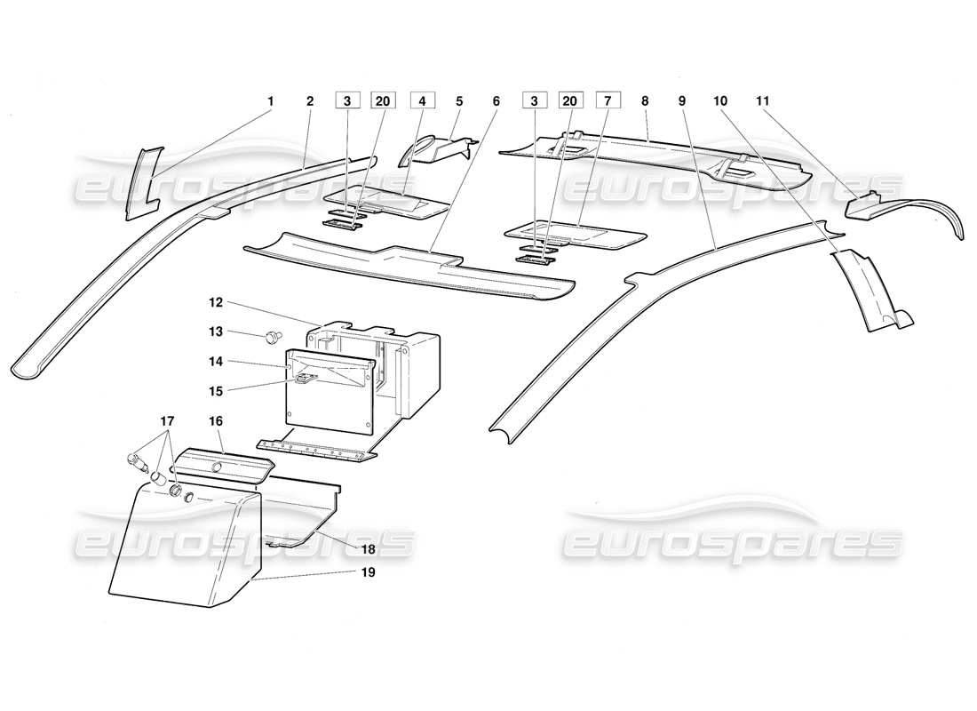 lamborghini diablo (1991) fahrgastraumverkleidung (gültig für version juni 1992) teilediagramm