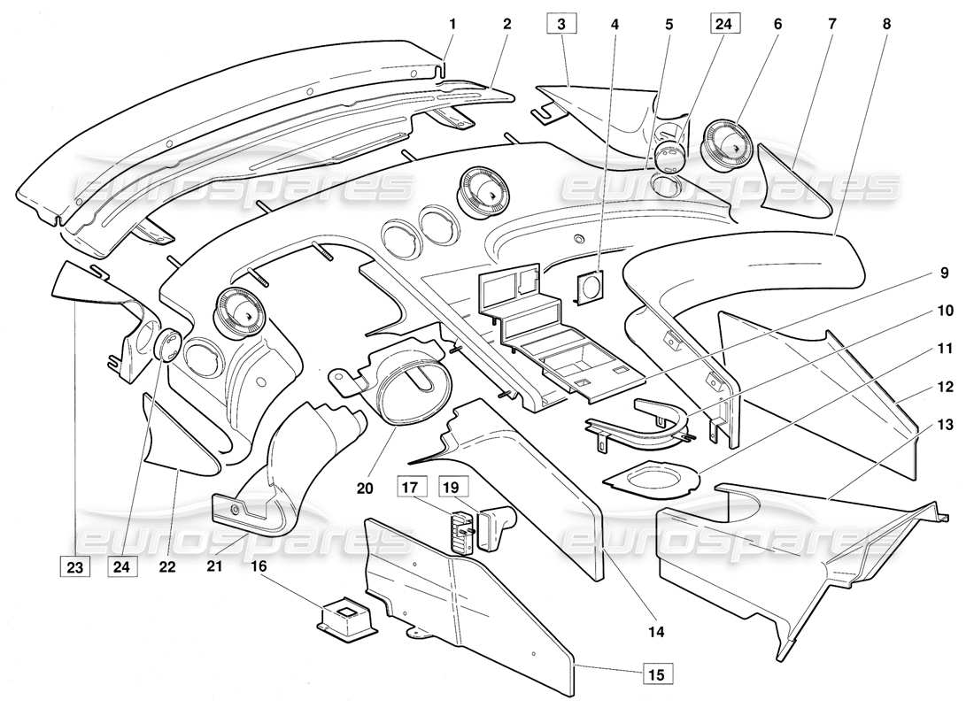 lamborghini diablo (1991) fahrgastraumverkleidung (gültig für version juni 1992) teilediagramm