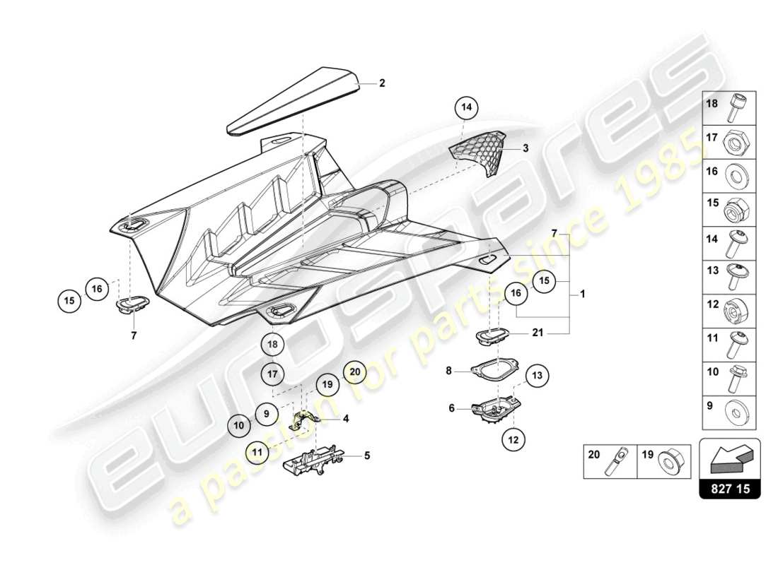 lamborghini lp770-4 svj roadster (2020) motorabdeckung mit inspektionsabdeckung ersatzteildiagramm