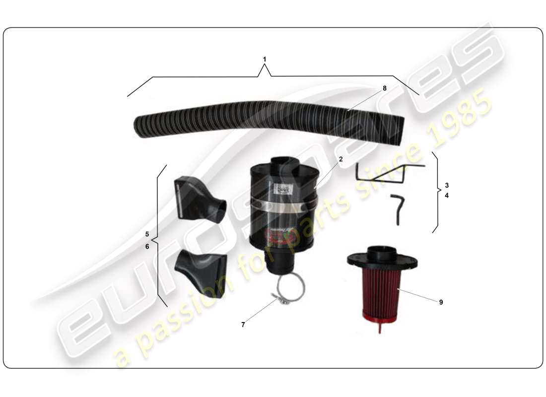 lamborghini super trofeo (2009-2014) luftfilter-kit teilediagramm