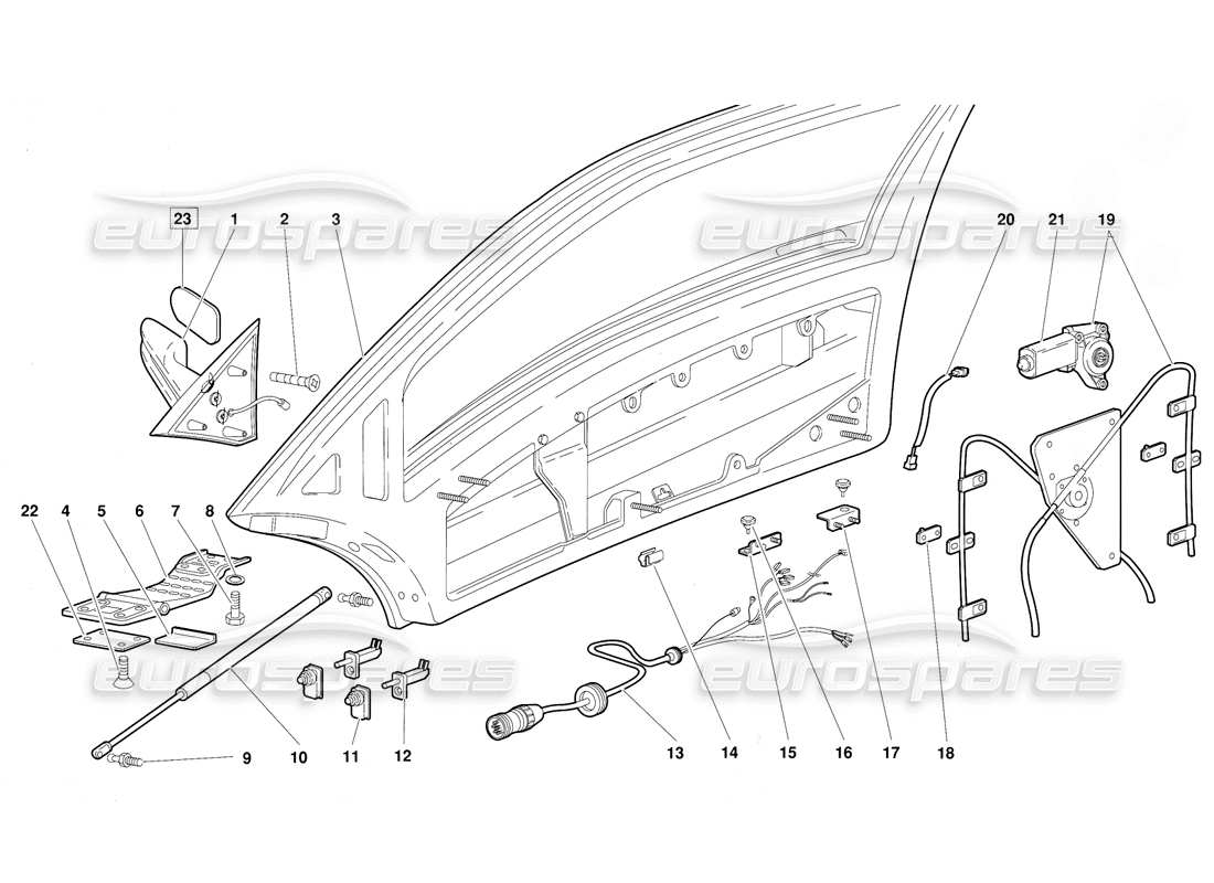 lamborghini diablo (1991) türen (gültig für die 1992-version vom juni) teilediagramm