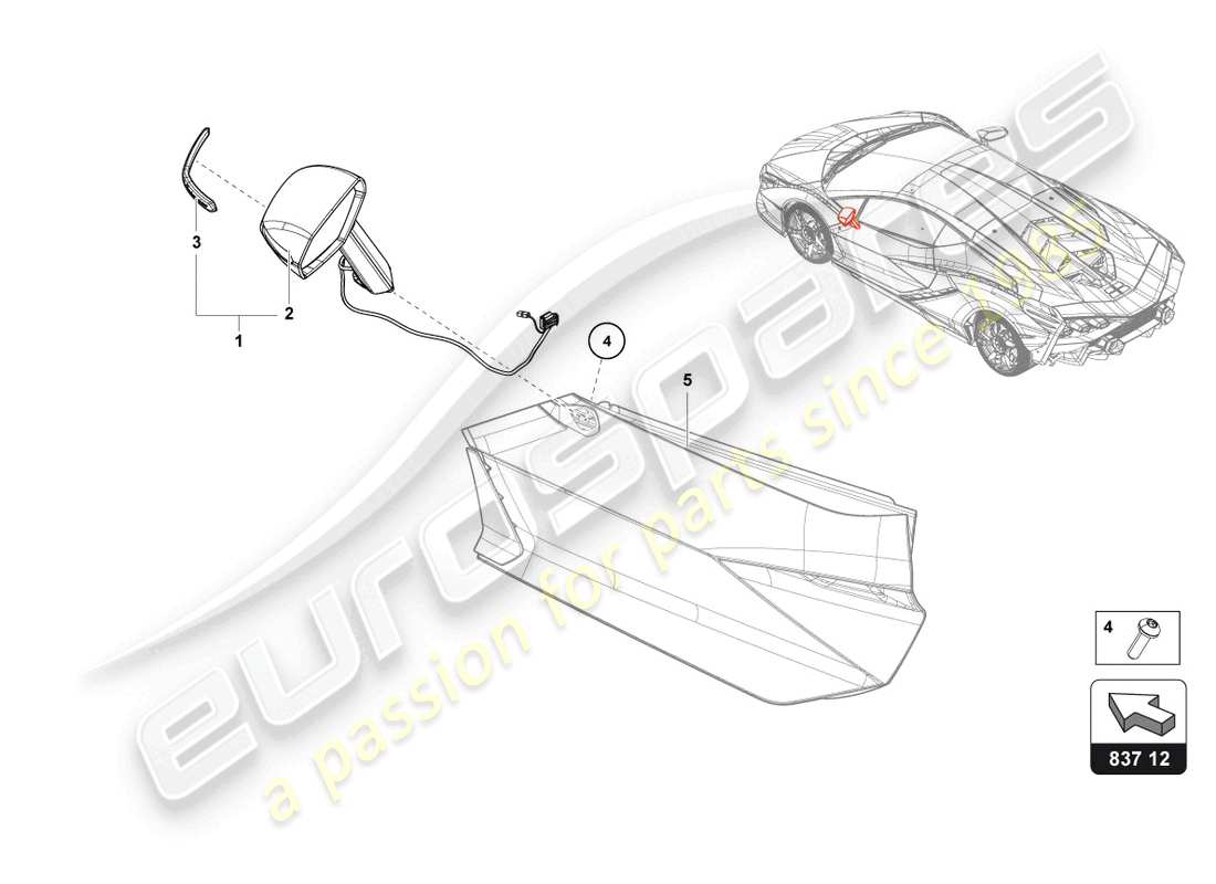 lamborghini sian (2020) aussenspiegel ersatzteildiagramm