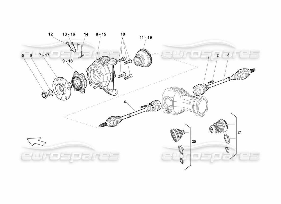 lamborghini murcielago lp670 teilediagramm der vorderen antriebswelle