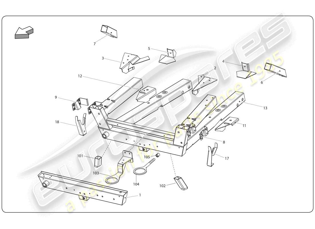 lamborghini super trofeo (2009-2014) chassis element teilediagramm