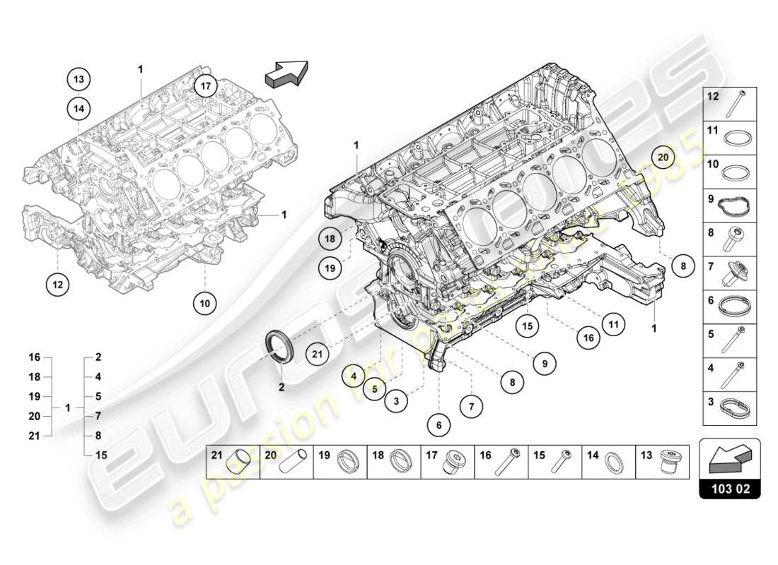 lamborghini 2020 (evo spyder) motorblock ersatzteildiagramm