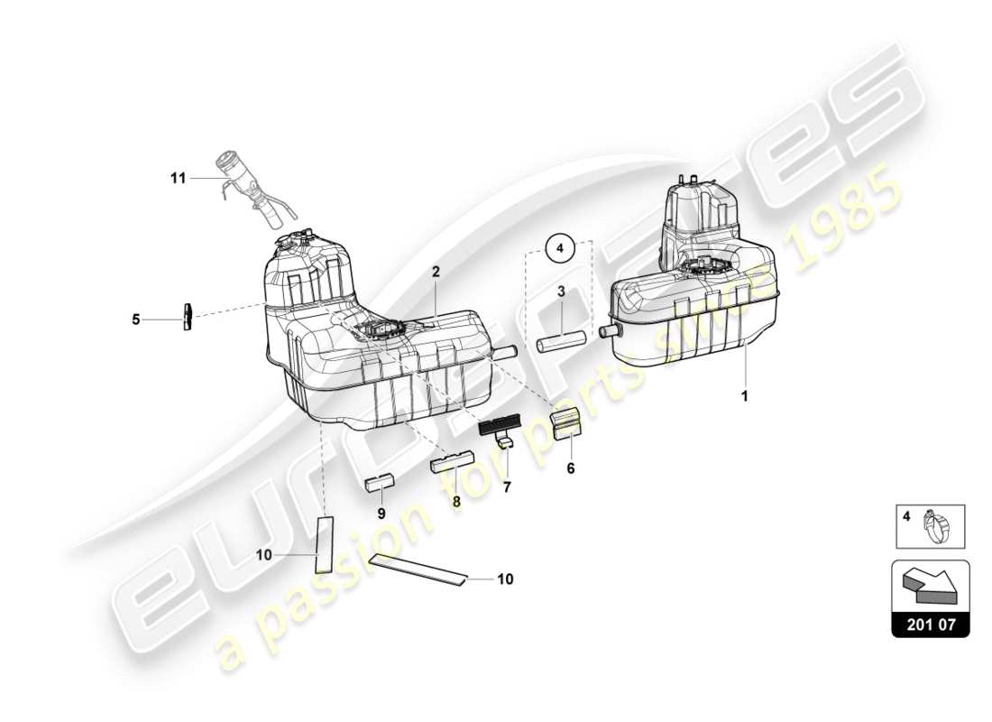 lamborghini 2017 (lp610-4 avio) kraftstofftank teilediagramm