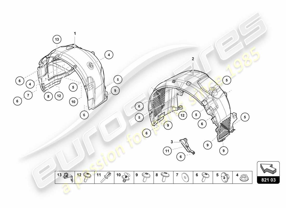 lamborghini lp580-2 coupe (2017) radkastenverkleidung ersatzteildiagramm