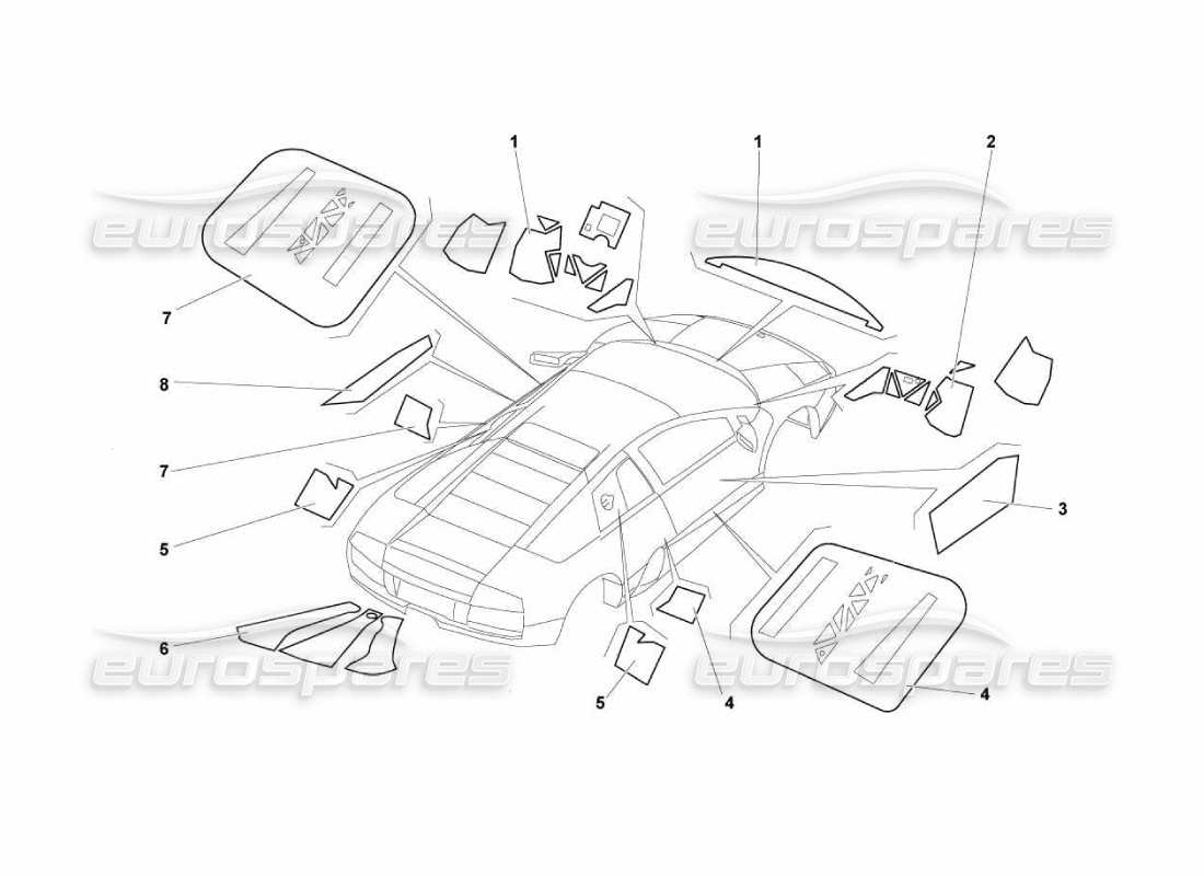 lamborghini murcielago lp670 teilediagramm für isolierung und schalldämmung