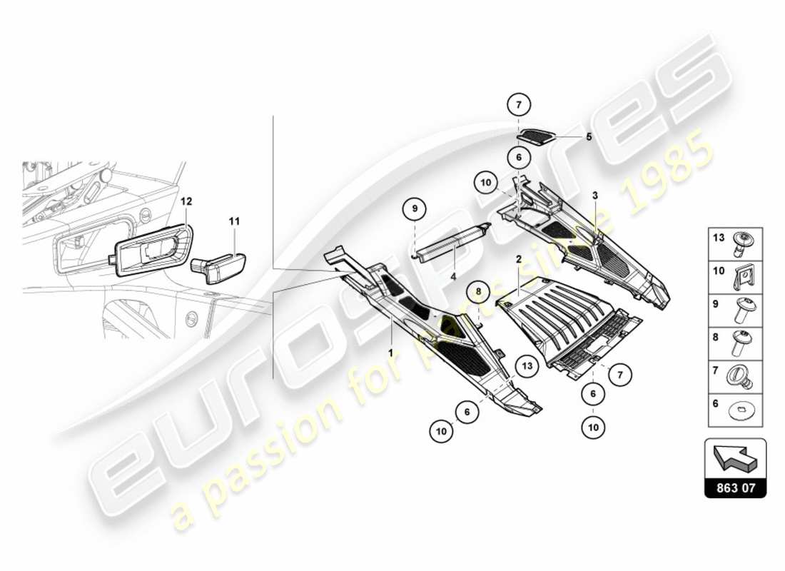 lamborghini lp580-2 coupe (2017) motorabdeckung ersatzteildiagramm