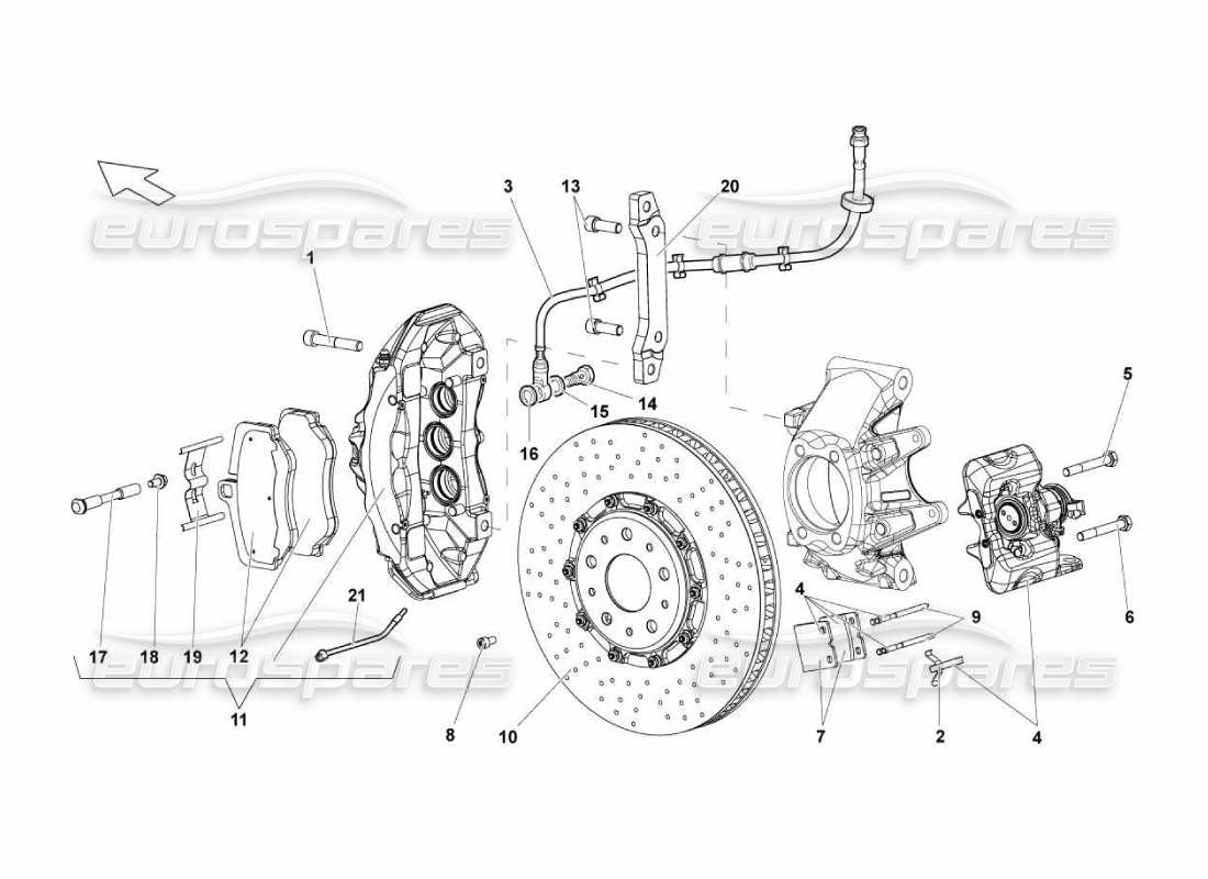 lamborghini murcielago lp670 hinterradbremsen - carboceramic-teilediagramm