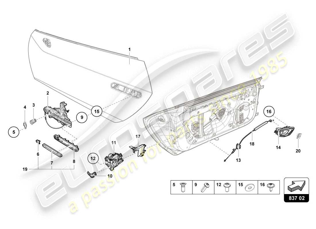 lamborghini 2020 (evo spyder) türgriffe ersatzteildiagramm