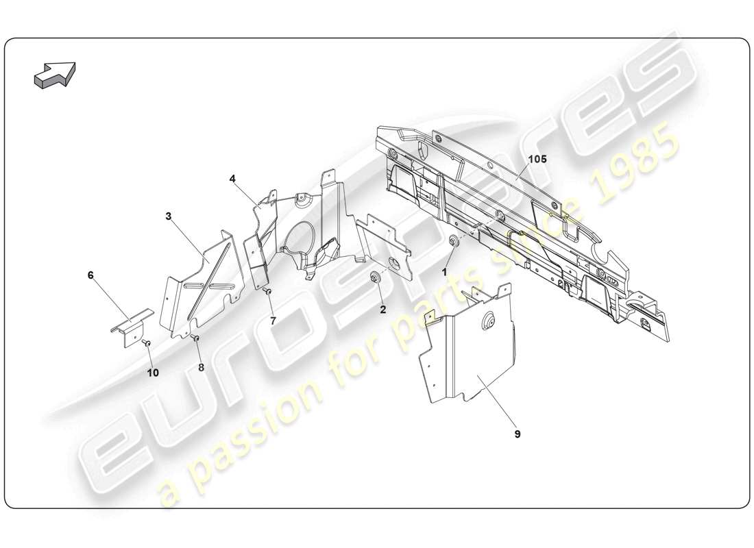 lamborghini super trofeo (2009-2014) hitzeschild teilediagramm