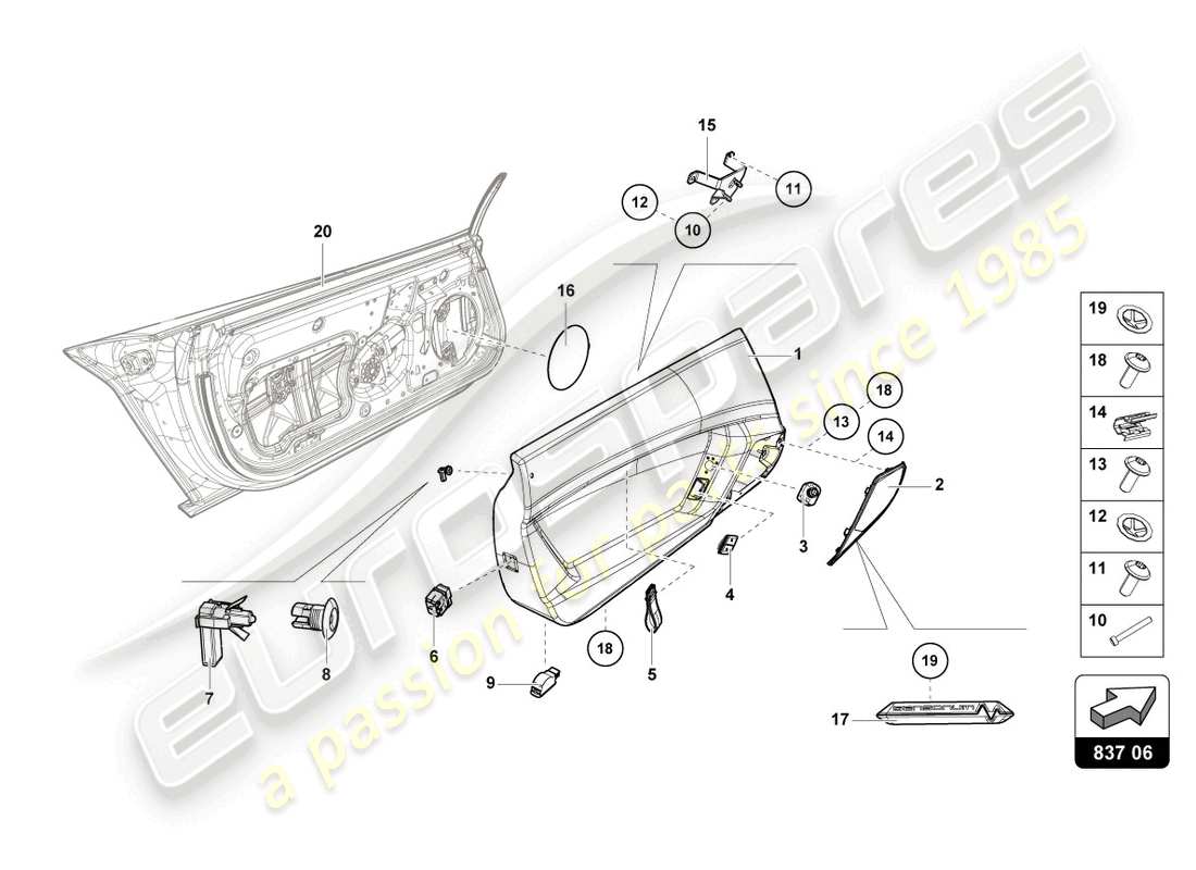 lamborghini lp770-4 svj roadster (2020) türverkleidung teilediagramm