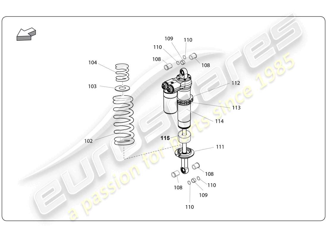 lamborghini super trofeo (2009-2014) hinterradaufhängung teilediagramm