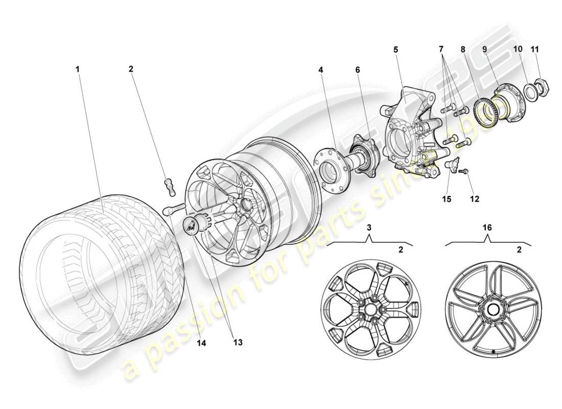 lamborghini murcielago roadster (2005) radlagergehäuse hinten ersatzteildiagramm