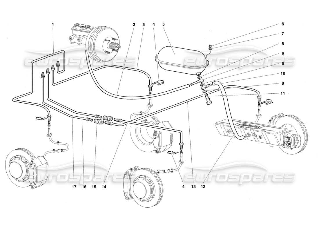 lamborghini diablo roadster (1998) bremssystem teilediagramm