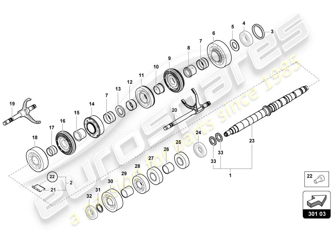lamborghini 2014 (lp720-4 coupe 50) reduktionsgetriebewelle ersatzteildiagramm