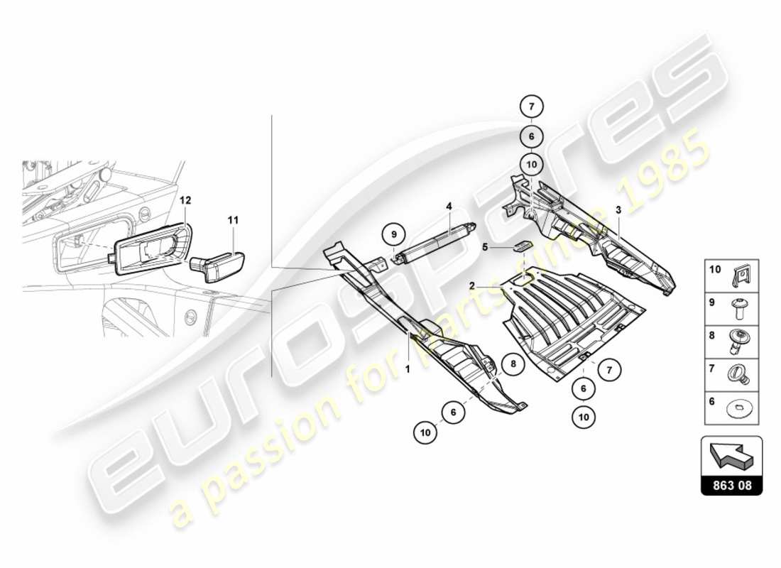 lamborghini lp600-4 zhong coupe (2016) motorabdeckung carbon ersatzteildiagramm