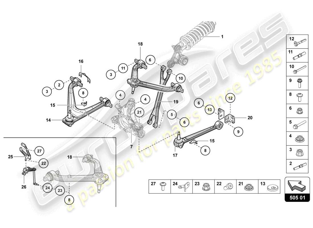 lamborghini 2014 (lp720-4 coupe 50) aufhängung teilediagramm