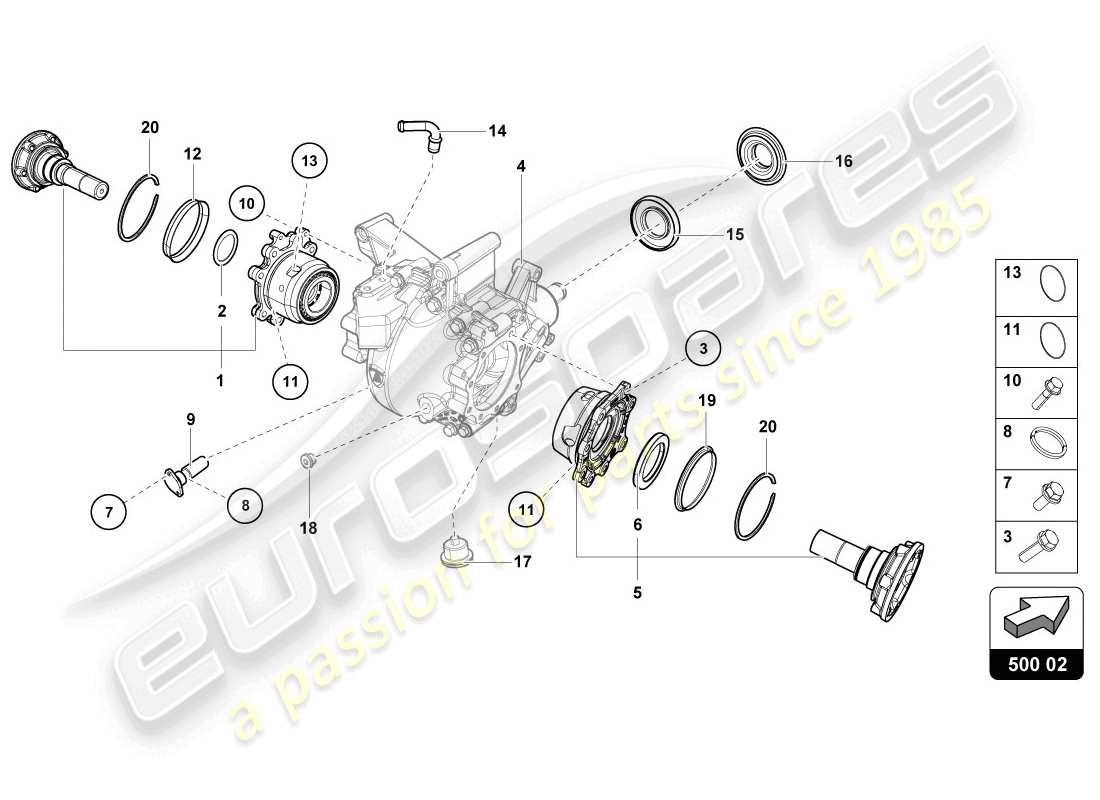 lamborghini lp720-4 coupe 50 (2014) gehäuse für differential ersatzteildiagramm