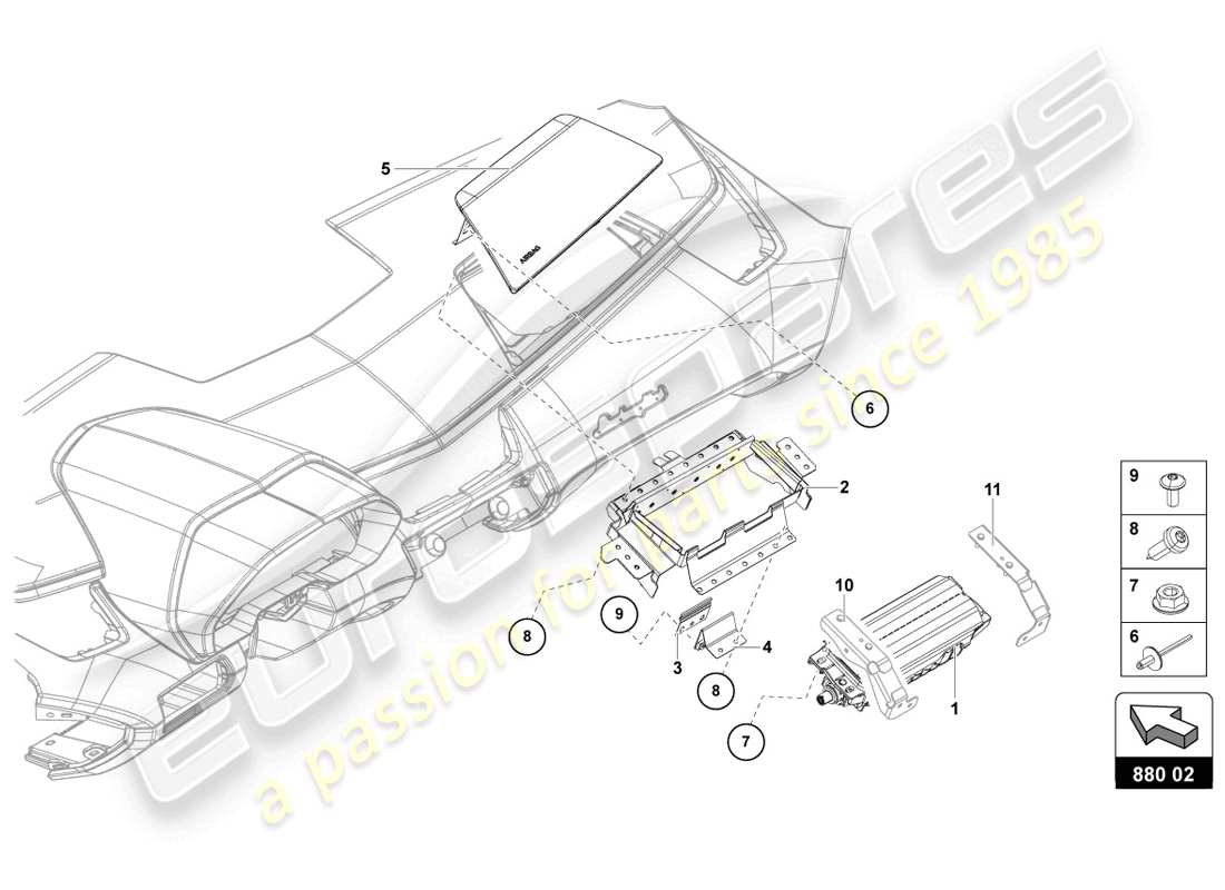 lamborghini lp720-4 coupe 50 (2014) airbag-einheit ersatzteildiagramm