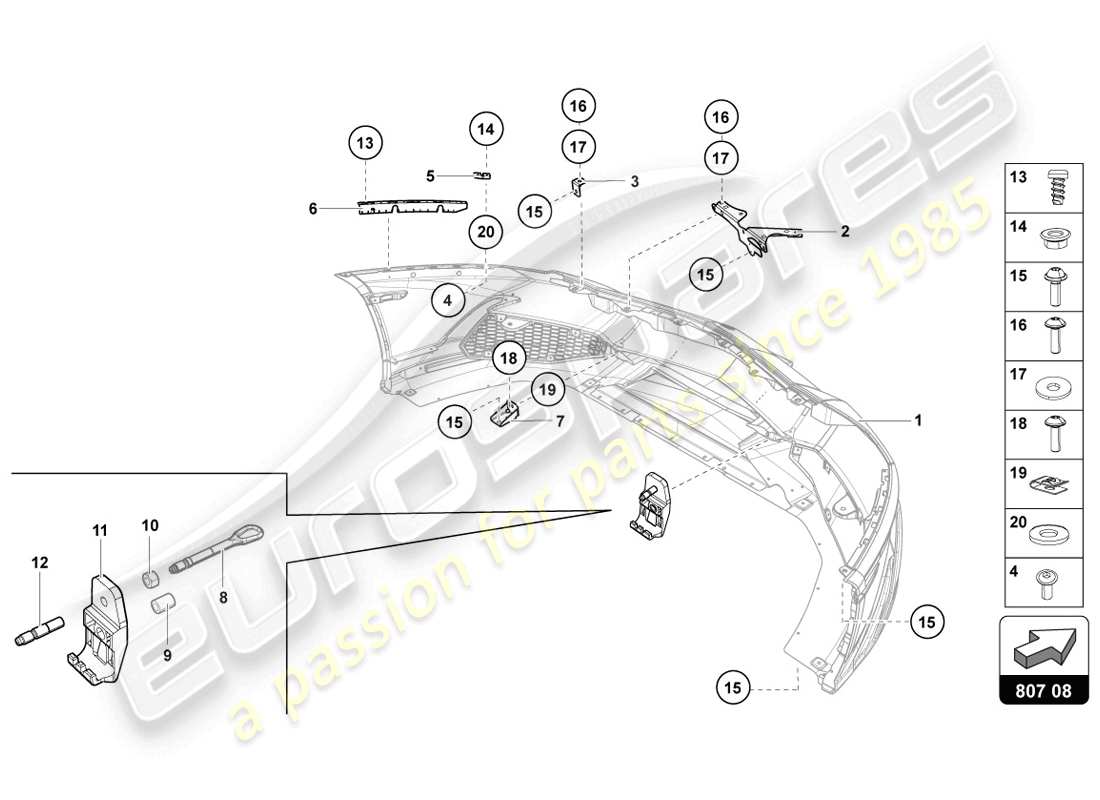 lamborghini 2014 (lp720-4 coupe 50) stoßstange ersatzteildiagramm
