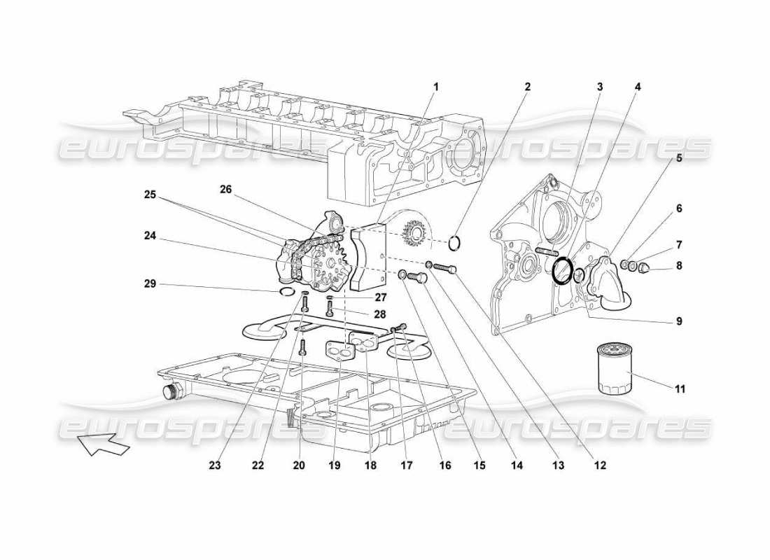 lamborghini murcielago lp670 motorölpumpe teilediagramm