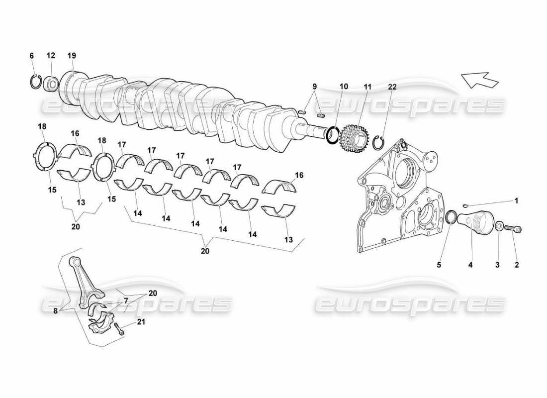 lamborghini murcielago lp670 kurbelwelle - pleuelstangen-teilediagramm