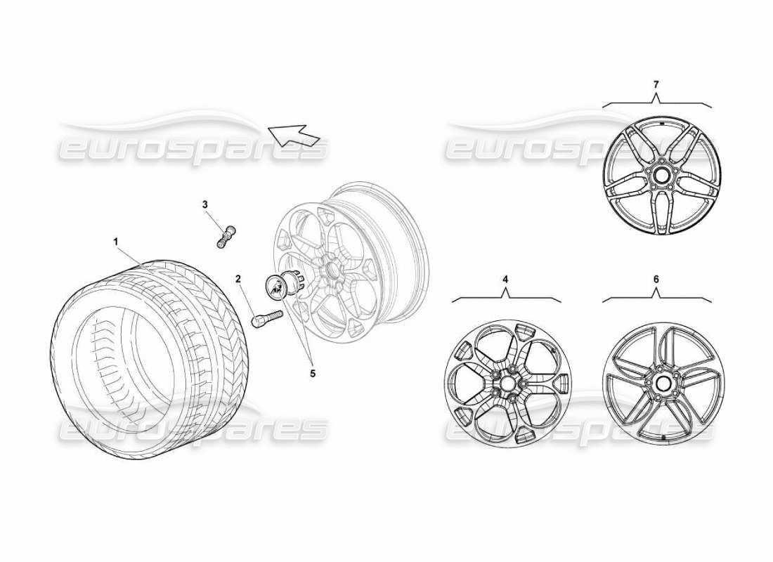 lamborghini murcielago lp670 teilediagramm für vorderreifen