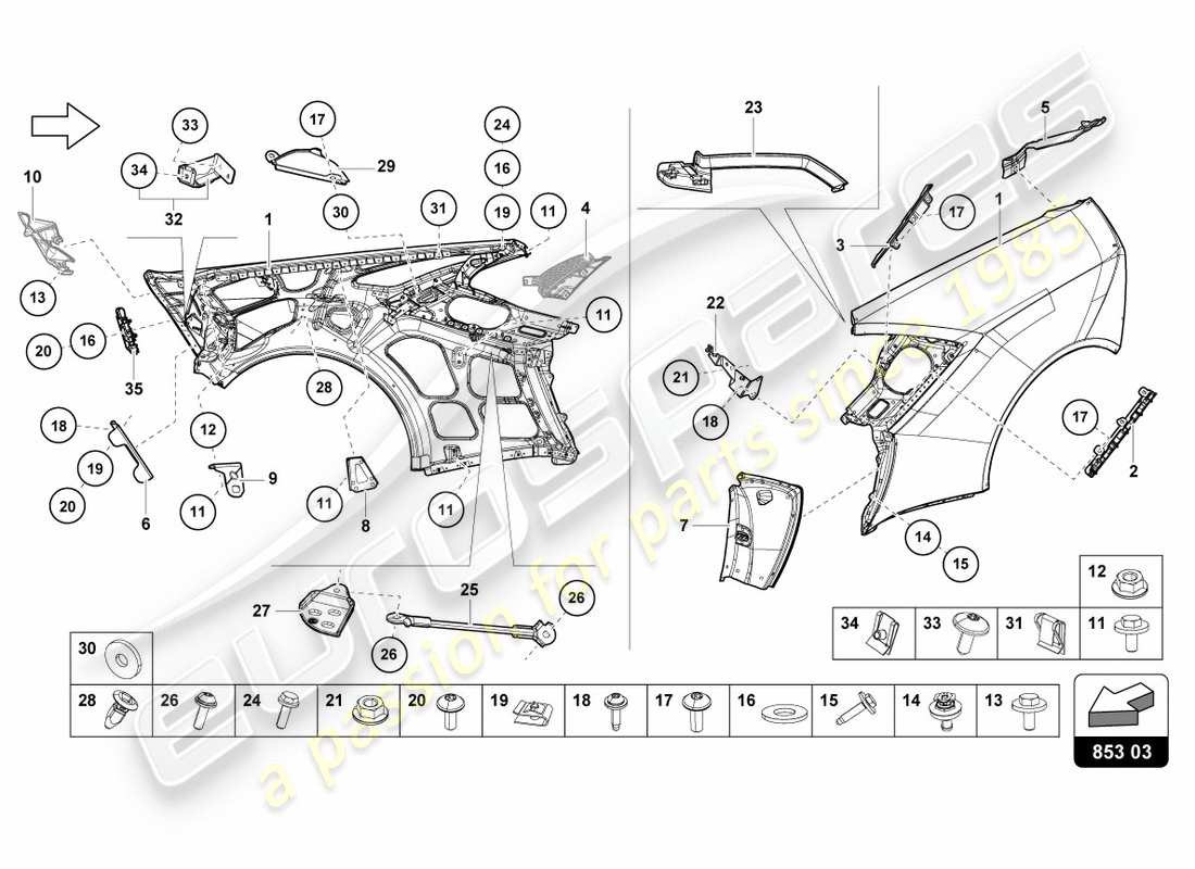 lamborghini 2019 (performante coupe) wing-teilediagramm