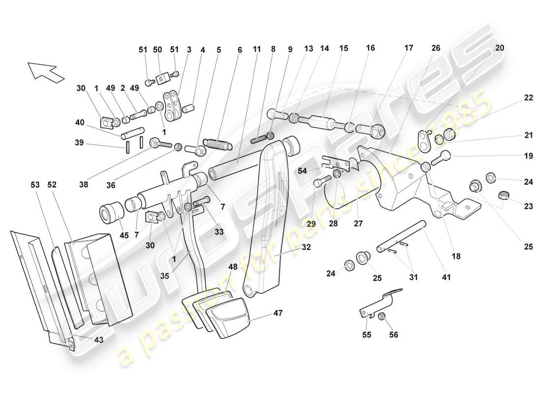 eine teilezeichnung aus dem lamborghini murcielago roadster (2005) teilekatalog